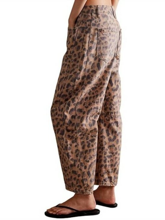 29 LONG We The Free People Good Luck Printed Barrel Jeans Cheetah Leopard Animal - Picture 10 of 13